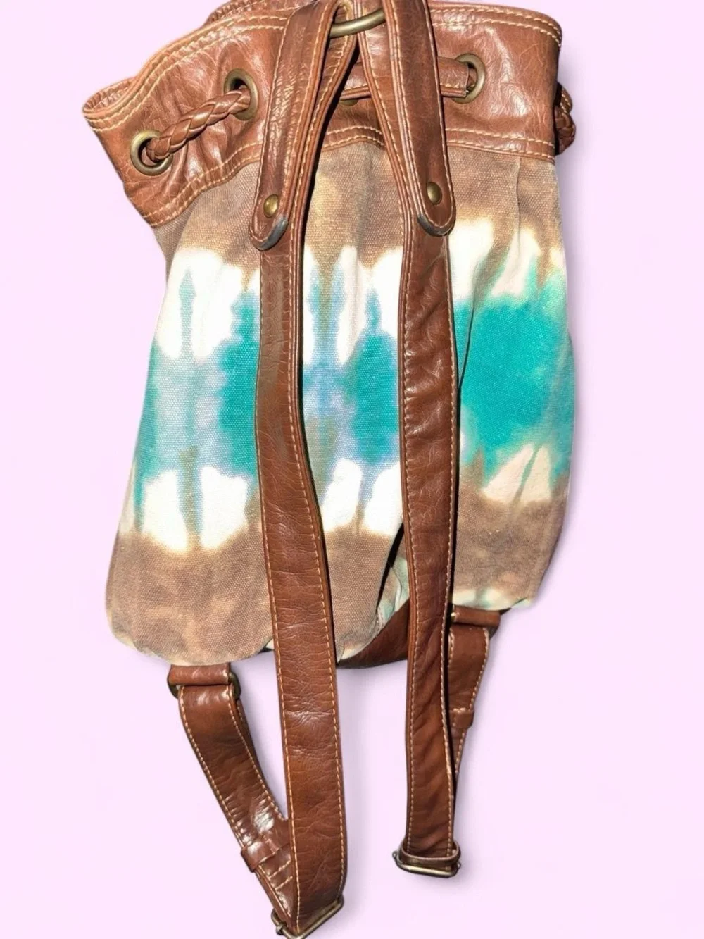 Axcess Turquoise and Brown Tie-Dye Bucket Bag